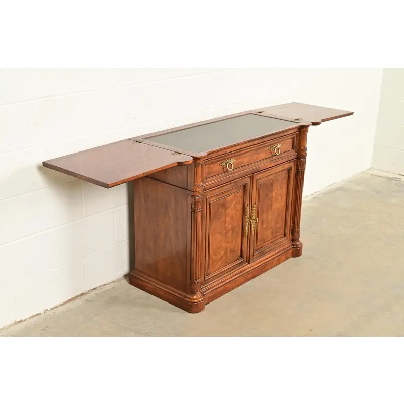 Drexel Heritage French Regency Louis XVI Burled Walnut Flip Top Server or Bar Cabinet, Circa 1960s - Image 9