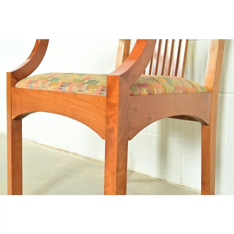 Stickley Arts & Crafts Cherry Wood High Back Spindle Armchairs, Pair - Image 9