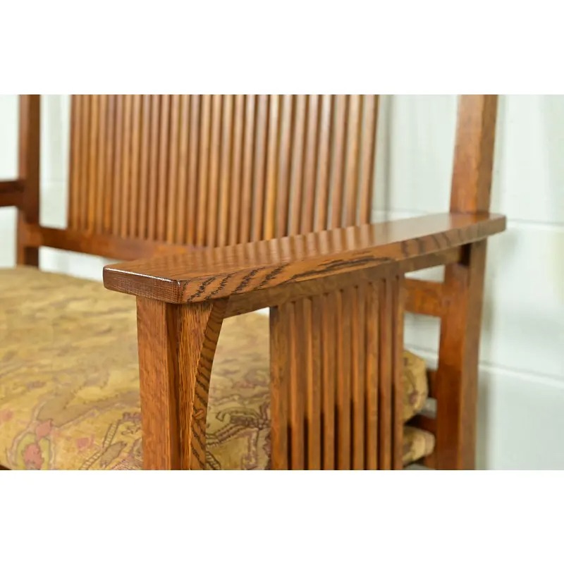 Stickley Mission Oak Arts & Crafts Spindle Bench or Settee - Image 9