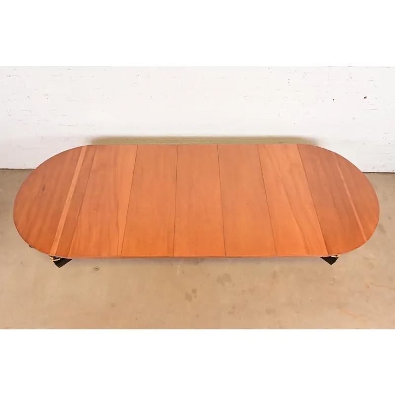 Antique Italian Regency Cherry and Burl Wood Parcel Ebonized Dolphin Base Monumental Extension Dining Table, Circa 1890s - Image 10