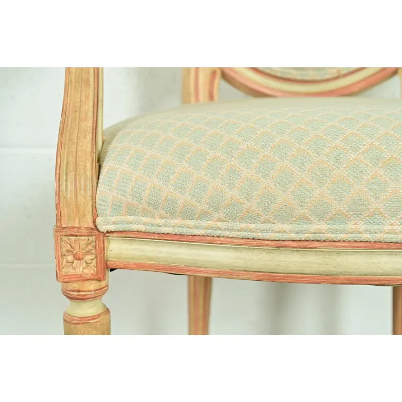 Baker Furniture French Regency Louis XVI Cream and Pink Lacquered Dining Chairs, Set of Four - Image 10