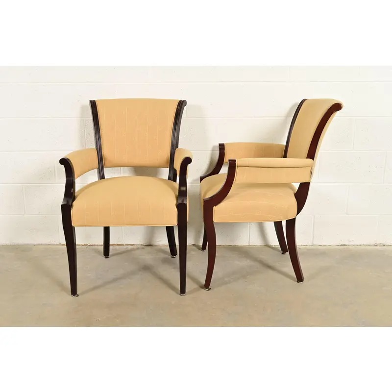 Barbara Barry for Baker Furniture Modern Regency Mahogany Armchairs, Pair - Image 10