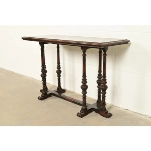 Berkey & Gay Style Antique English Jacobean Carved Walnut Console Table or Server, Circa 1920s