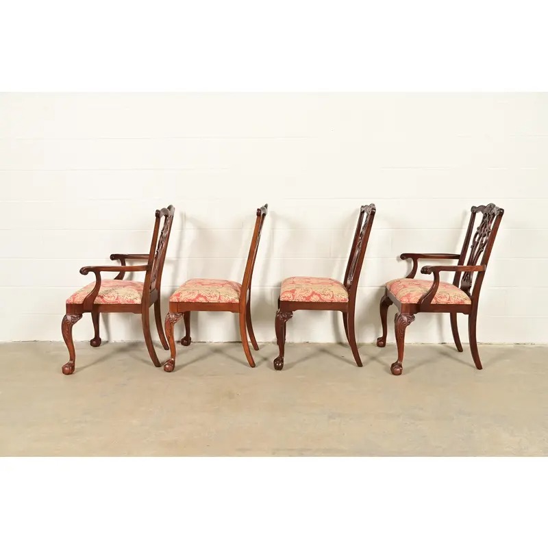 Ethan Allen Chippendale Carved Mahogany Dining Chairs, Set of Four - Image 10