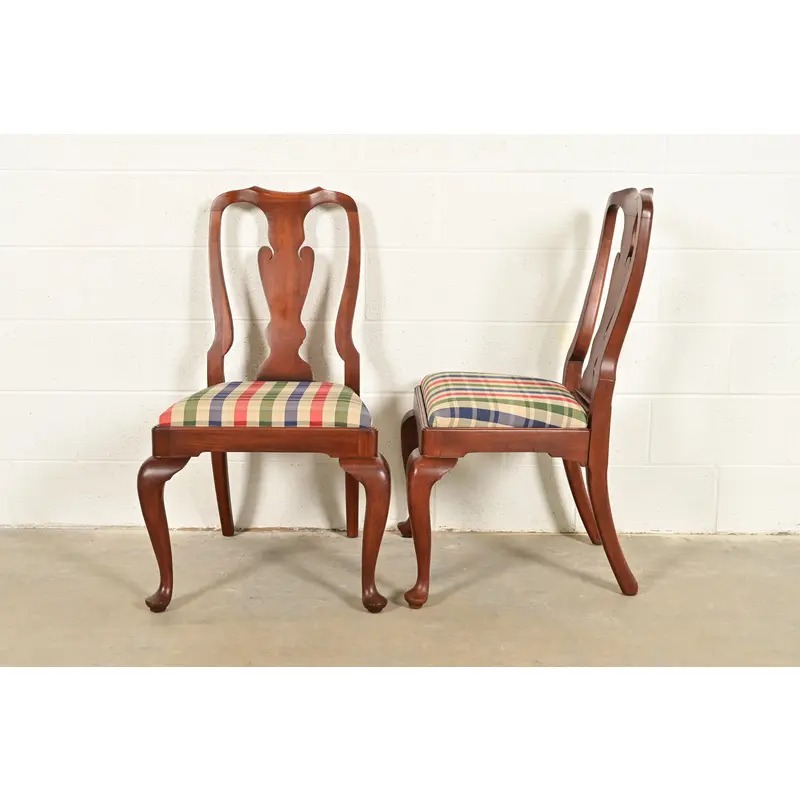 Henkel Harris Queen Anne Solid Cherry Wood Side Chairs or Dining Chairs, Pair - Image 10