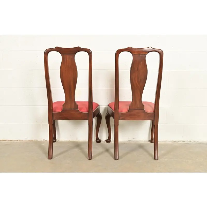 Henkel Harris Queen Anne Solid Mahogany Side Chairs or Dining Chairs, Pair - Image 4