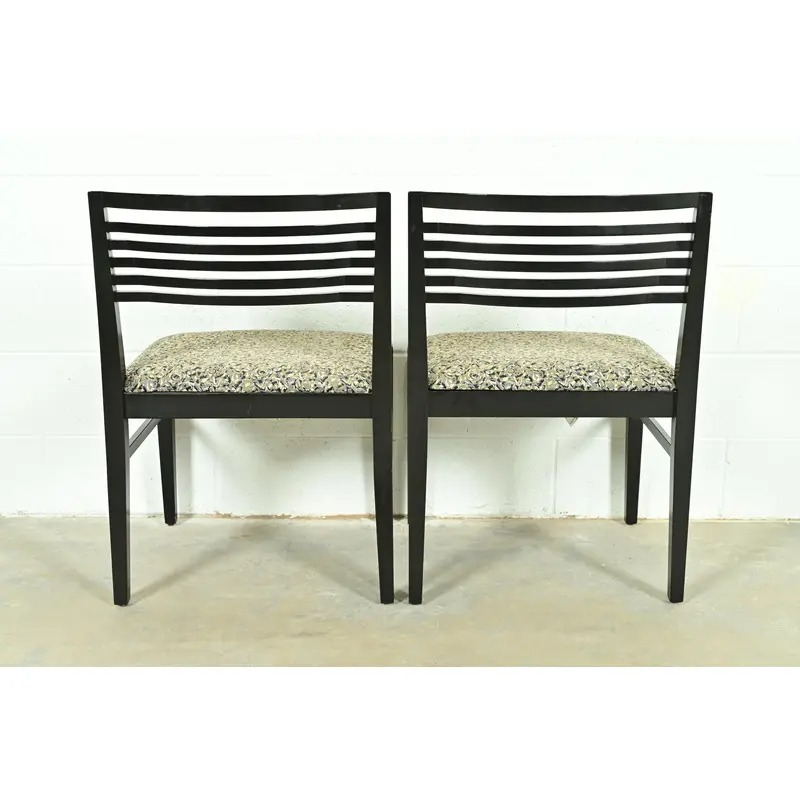 Knoll Postmodern Black Lacquered Ricchio Side Chairs or Dining Chairs, Pair - Image 10