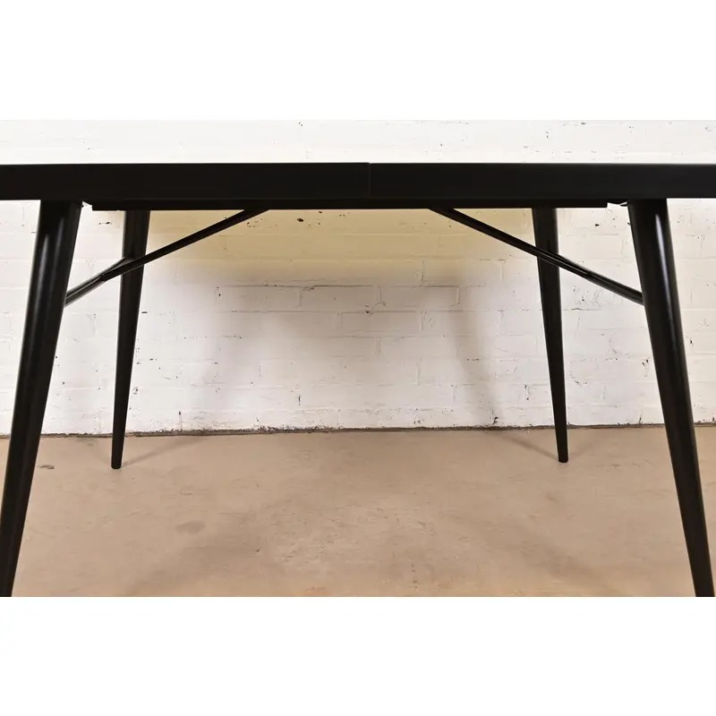 Paul McCobb Planner Group Mid-Century Modern Black Lacquered Extension Dining Table, Newly Refinished - Image 10