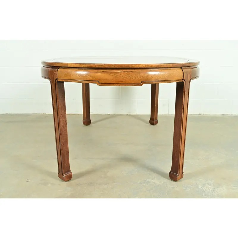 Thomasville Mid-Century Hollywood Regency Chinoiserie Walnut Extension Dining Table, Circa 1970s - Image 10