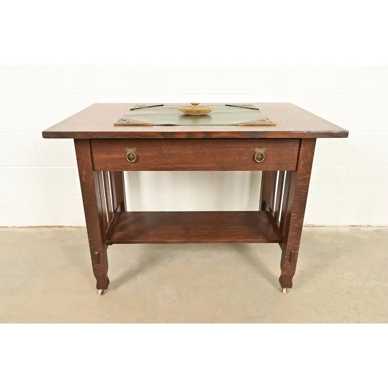 Tiffany Studios New York Grapevine Bronze Doré and Favrile Slag Glass Rocker Blotter - Image 10