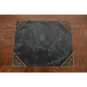 Tiffany Studios New York Pine Needle Bronze Blotter Corners With Leather Desk Blotter