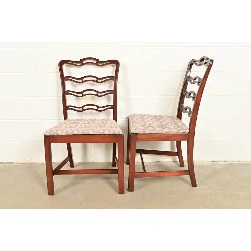 Baker Furniture Style Georgian Carved Mahogany Side Chairs or Dining Chairs, Pair - Image 11