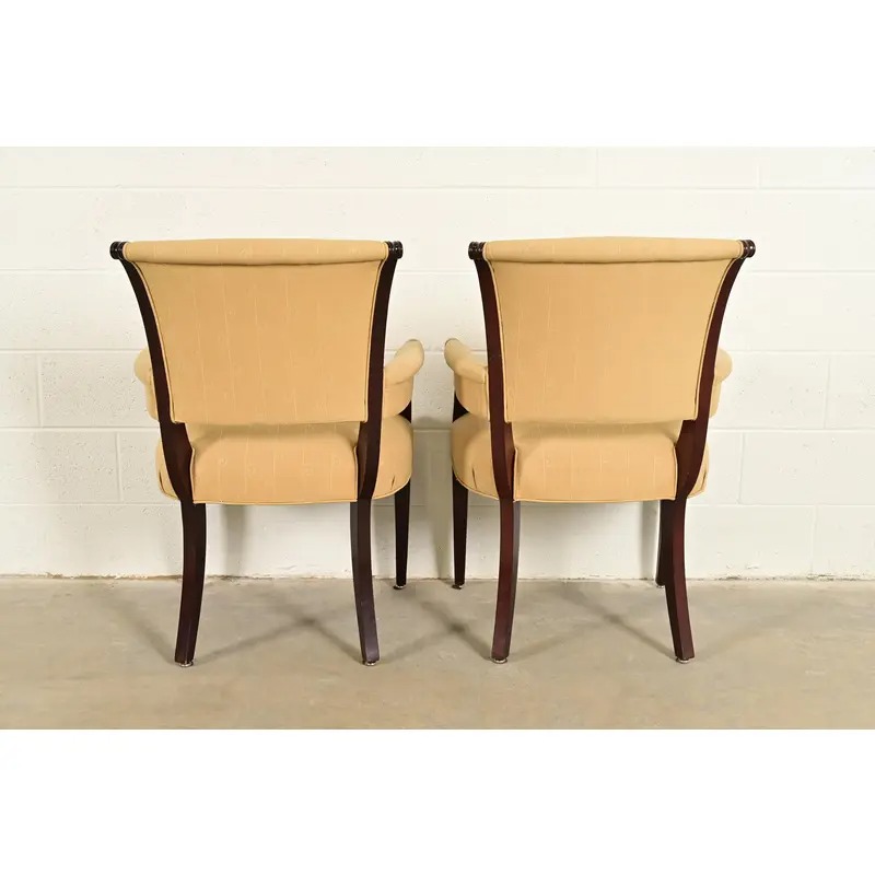 Barbara Barry for Baker Furniture Modern Regency Mahogany Armchairs, Pair - Image 11