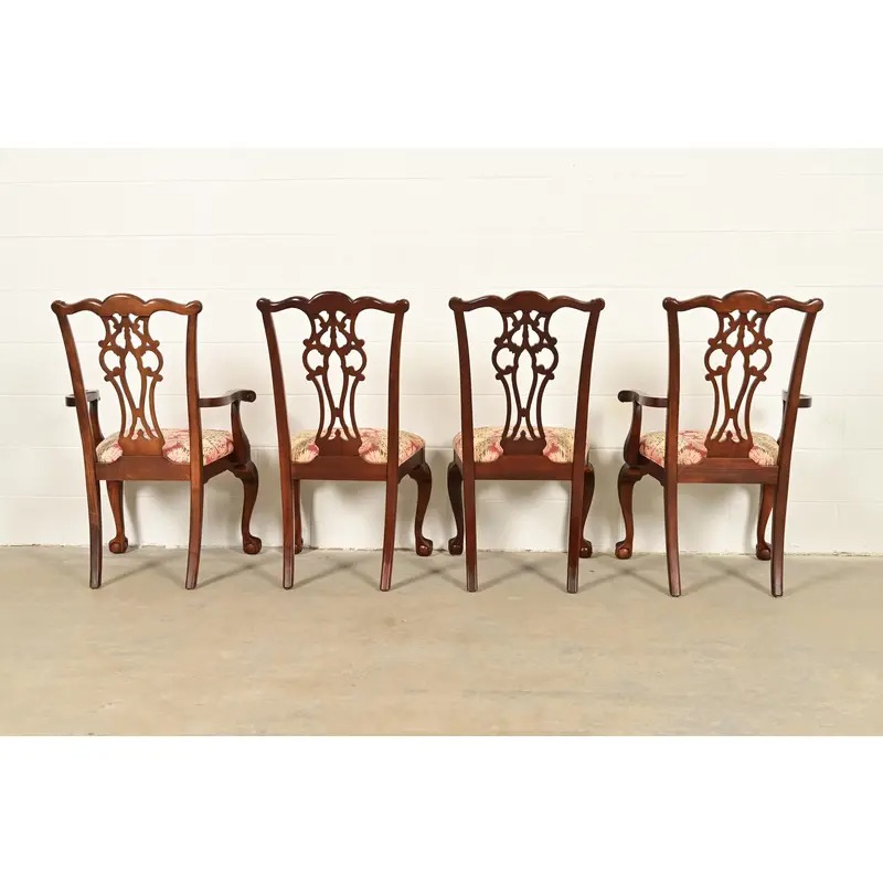 Ethan Allen Chippendale Carved Mahogany Dining Chairs, Set of Four - Image 11