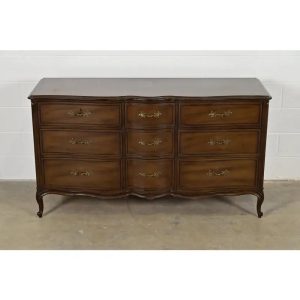 French Provincial Louis XV Carved Walnut Triple Dresser, Circa 1960s
