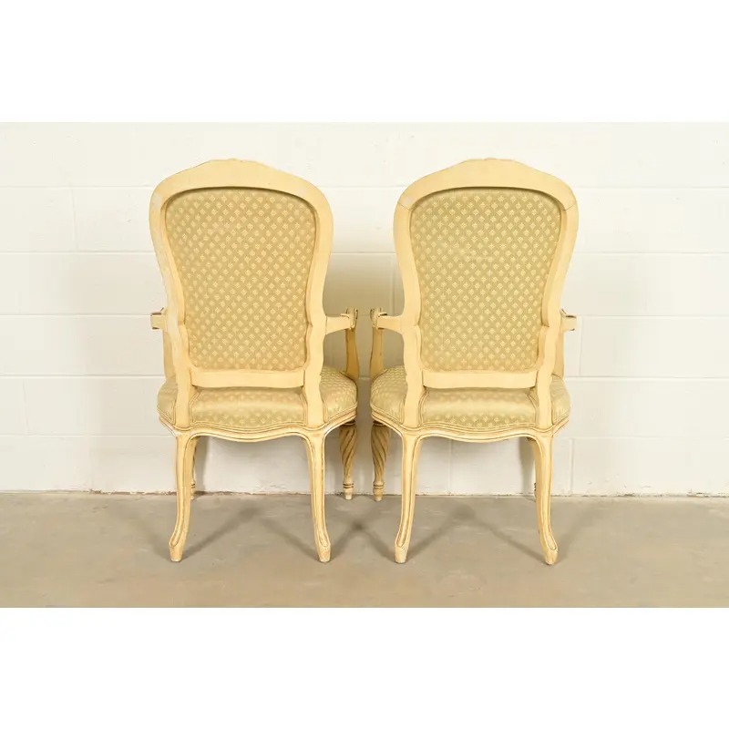 Karges French Regency Louis XVI Cream Lacquered Armchairs, Pair - Image 11