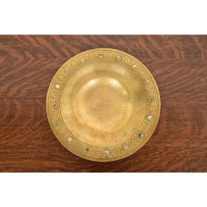 Tiffany Studios New York Bronze Doré Bowl With Abalone Inlay