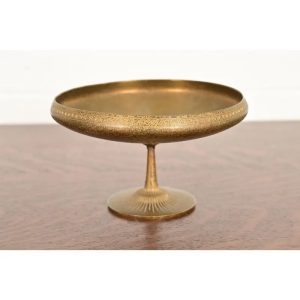 Tiffany Studios New York Bronze Doré Pedestal Bowl or Compote Dish With Greek Key Design