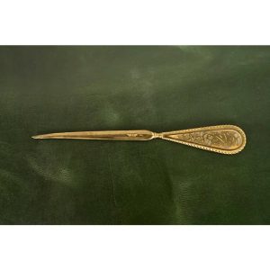 Tiffany Studios New York Grapevine Bronze Doré and Favrile Slag Glass Letter Opener