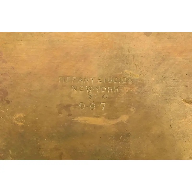 Tiffany Studios New York Grapevine Bronze Doré Blotter Corners With Leather Desk Blotter - Image 11