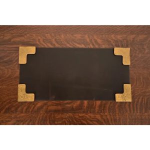 Tiffany Studios New York Zodiac Bronze Doré Blotter Corners With Leather Desk Blotter