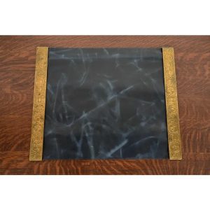 Tiffany Studios New York Zodiac Bronze Doré Blotter Ends With Leather Desk Blotter