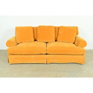 Baker Furniture Contemporary Yellow Velvet Upholstered Sofa