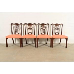 Baker Furniture Georgian Carved Mahogany Dining Chairs, Set of Four