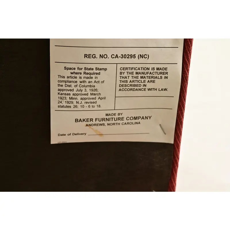 Baker Furniture Modern Regency Sycamore Wood Upholstered X-Base Dining Chairs, Set of Six - Image 12