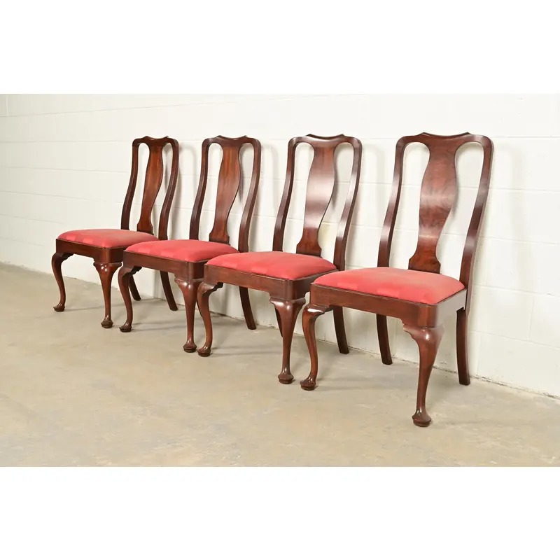 Henkel Harris Queen Anne Solid Mahogany Side Chairs or Dining Chairs, Pair - Image 2
