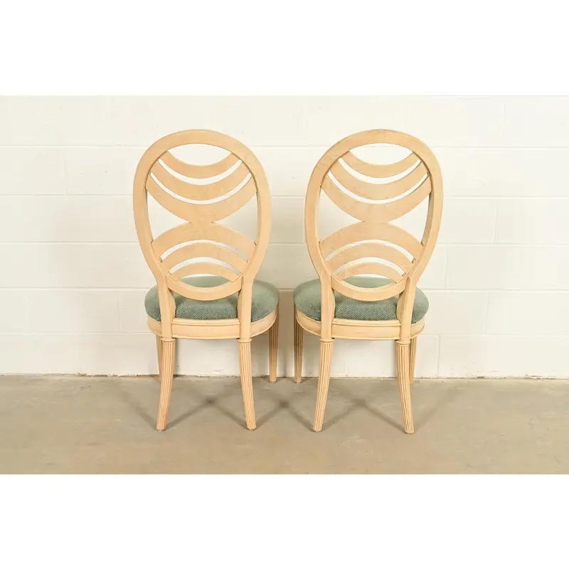 Henredon Modern Art Deco Carved Oak Side Chairs or Dining Chairs, Pair - Image 12