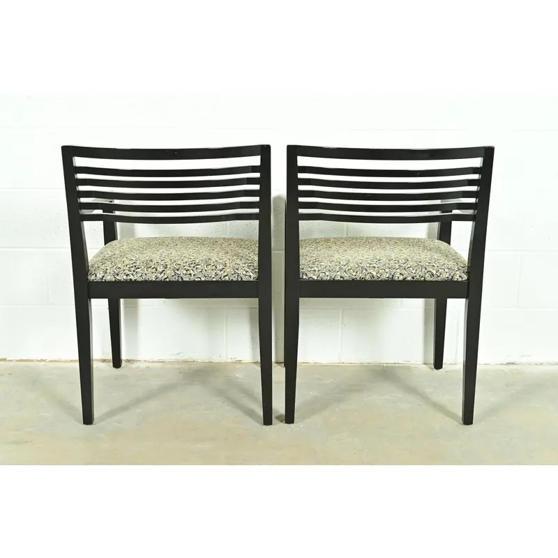 Knoll Postmodern Black Lacquered Ricchio Dining Chairs, Set of Eight - Image 12