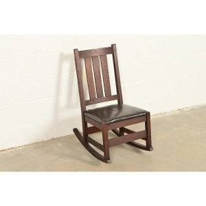 L. & J. G. Stickley Antique Mission Oak Arts & Crafts Rocking Chair, Circa 1910