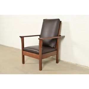Lifetime Furniture Antique Mission Oak Arts & Crafts Open Arm Reclining Morris Lounge Chair, Circa 1910