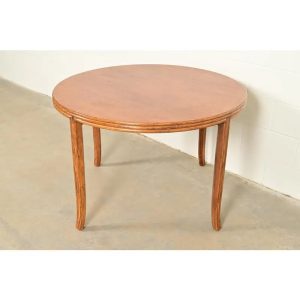 McGuire Hollywood Regency Organic Modern Oak and Bamboo Rattan Dining or Game Table