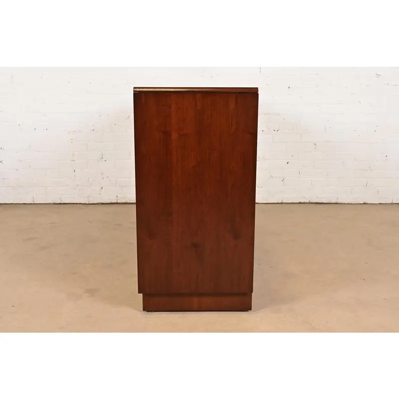 T. H. Robsjohn Gibbings for Widdicomb Sculpted Walnut Colosseum Sideboard Credenza, Newly Refinished - Image 12