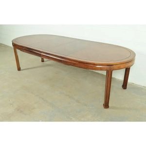 Thomasville Mid-Century Hollywood Regency Chinoiserie Walnut Extension Dining Table, Circa 1970s