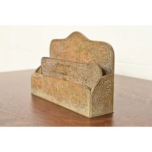 Tiffany Studios New York Zodiac Pattern Bronze Doré Letter Rack