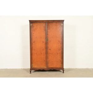 Antique Art Deco Burl Wood Armoire Dresser or Gentleman's Chest, Circa 1930s