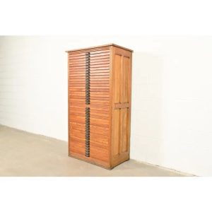 Antique Arts & Crafts Oak 40-Drawer Architect's Blueprint Flat File Cabinet, Circa 1900