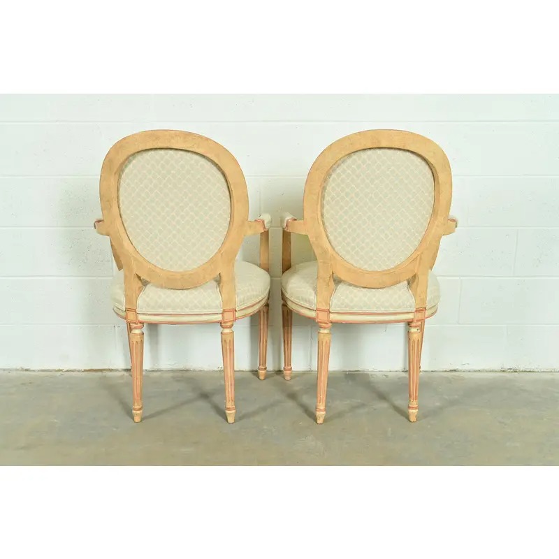 Baker Furniture French Regency Louis XVI Cream and Pink Lacquered Dining Chairs, Set of Four - Image 13