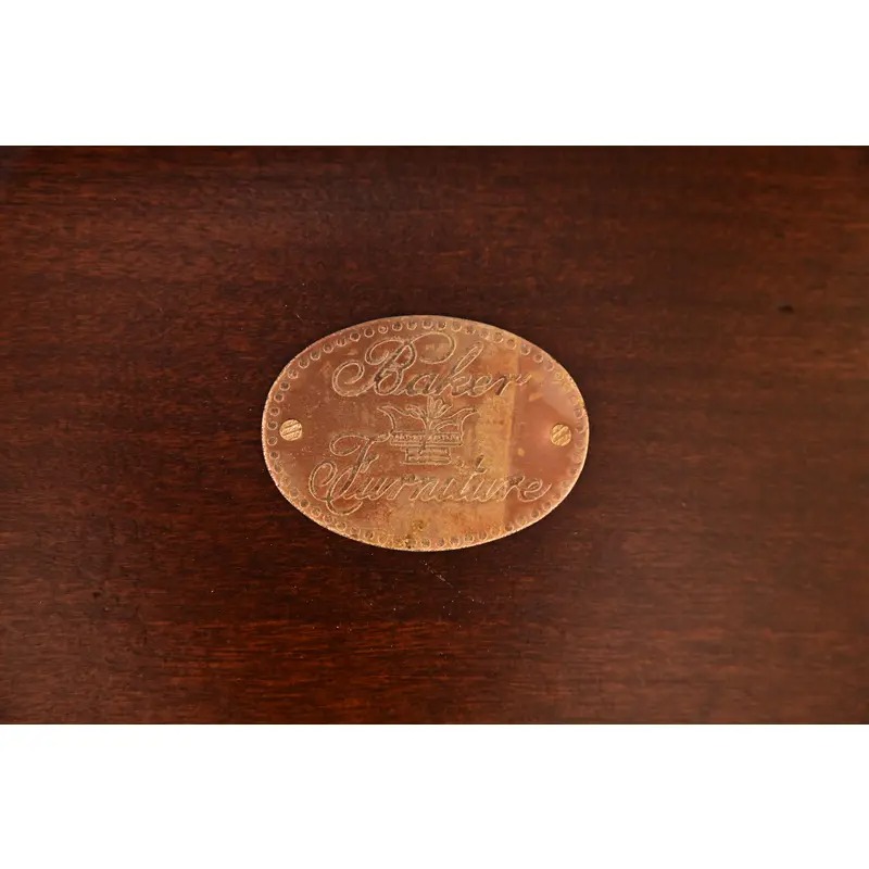 Baker Furniture Georgian Banded Cherry Wood Pedestal Extension Dining Table, Newly Refinished - Image 13