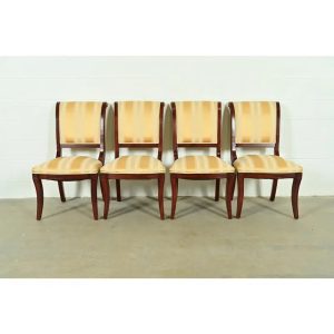 Baker Furniture Style Regency Carved Mahogany Dining Chairs, Set of Four