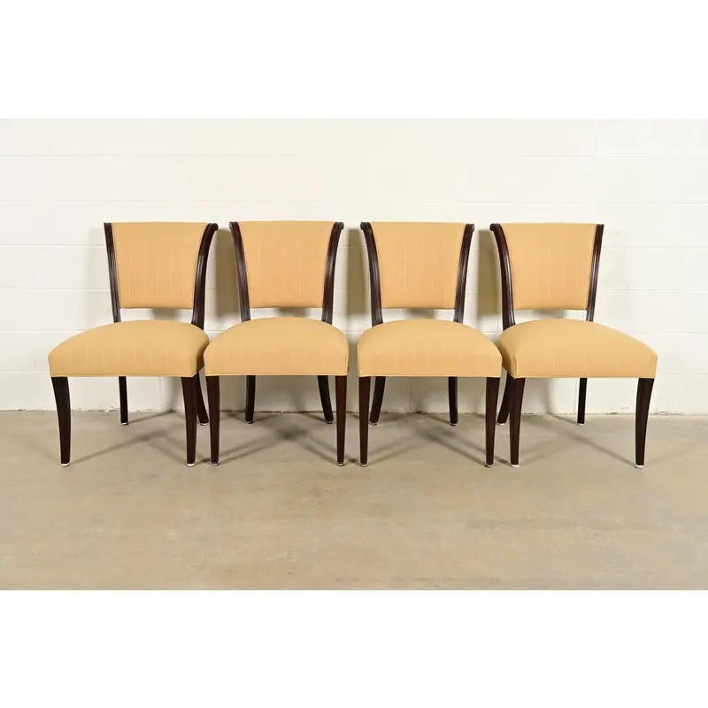 Barbara Barry for Baker Furniture Modern Regency Mahogany Dining Chairs, Set of Four