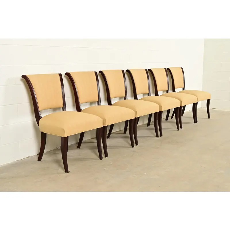 Barbara Barry for Baker Furniture Modern Regency Mahogany Dining Chairs, Set of Six
