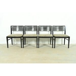 Knoll Postmodern Black Lacquered Ricchio Dining Chairs, Set of Four