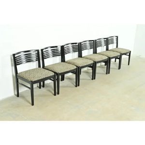 Knoll Postmodern Black Lacquered Ricchio Dining Chairs, Set of Six