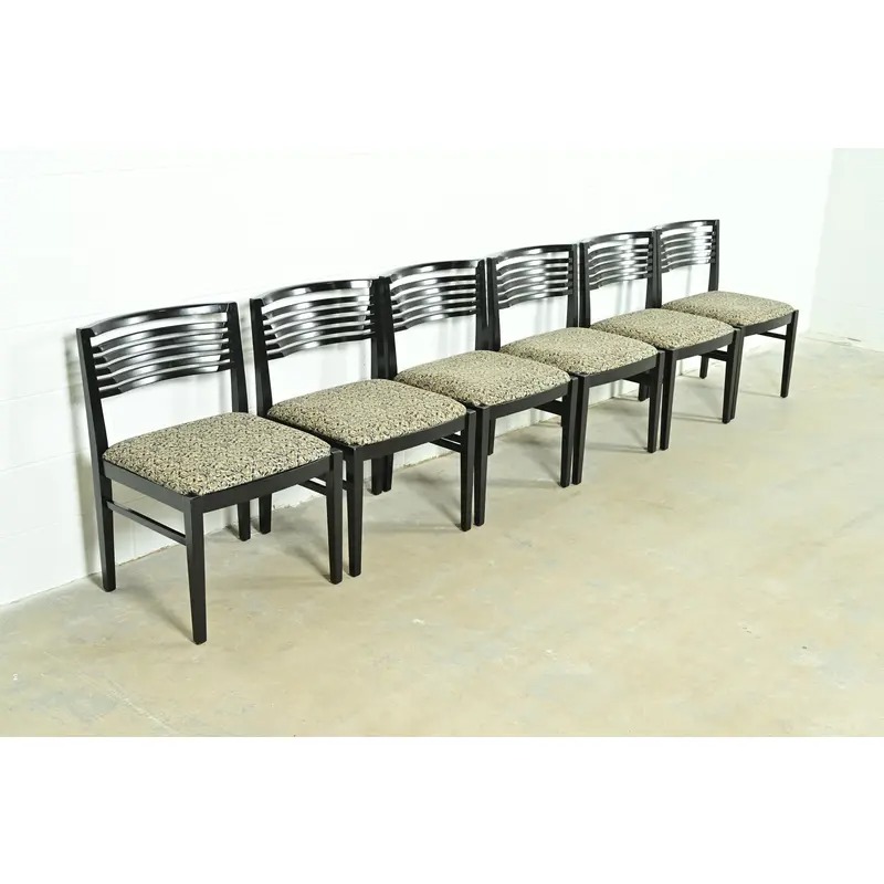 Knoll Postmodern Black Lacquered Ricchio Dining Chairs, Set of Six