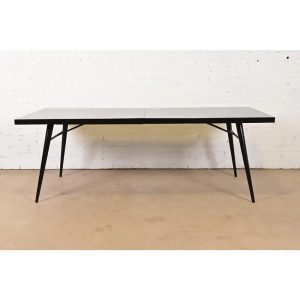 Paul McCobb Planner Group Mid-Century Modern Black Lacquered Extension Dining Table, Newly Refinished