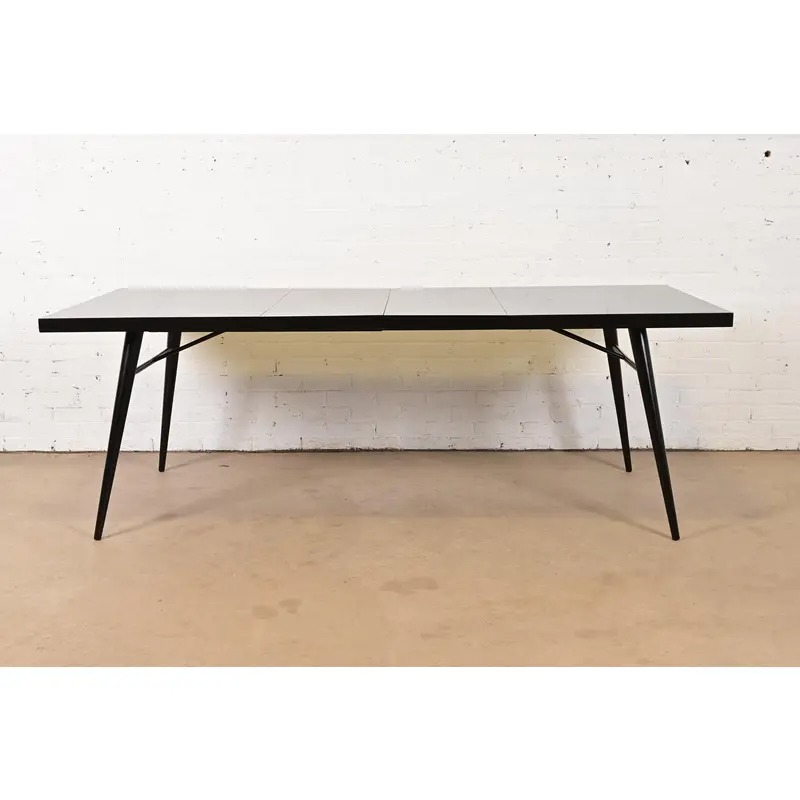 Paul McCobb Planner Group Mid-Century Modern Black Lacquered Extension Dining Table, Newly Refinished